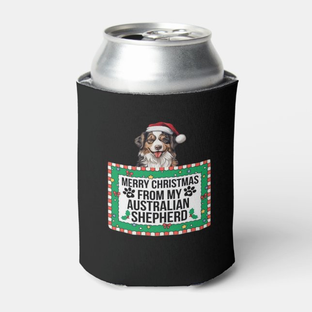 Merry Christmas From My Australian Shepherd Classi Can Cooler (Can Front)