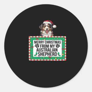 Merry Christmas From My Australian Shepherd Classi Classic Round Sticker