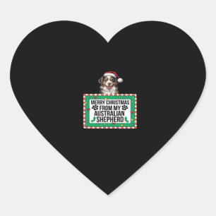 Merry Christmas From My Australian Shepherd Classi Heart Sticker