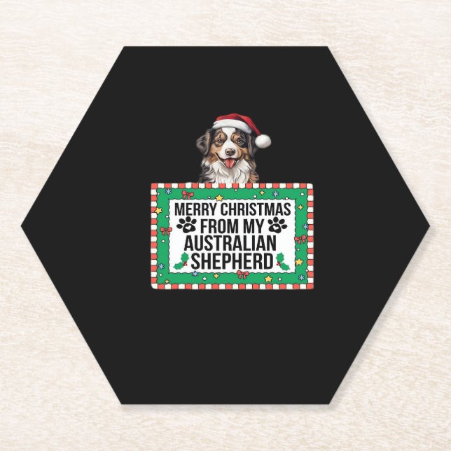 Merry Christmas From My Australian Shepherd Classi Paper Coaster (Front)