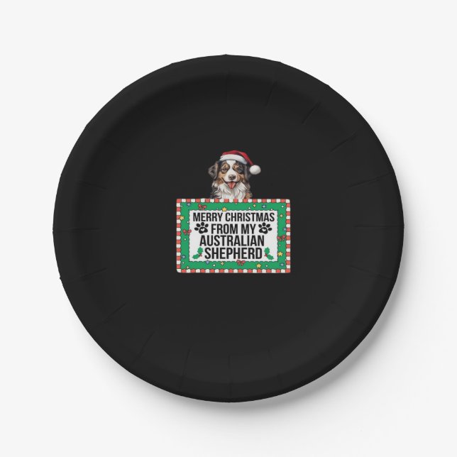 Merry Christmas From My Australian Shepherd Classi Paper Plate (Front)