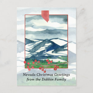 Merry Christmas from Nevada Desert Mountain Snow  Holiday Postcard