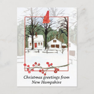 Merry Christmas from New Hampshire Winter Snow Holiday Postcard
