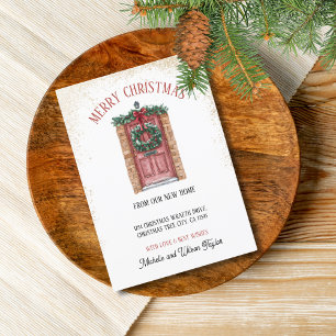 Merry Christmas from New Home Door Wreath Announcement