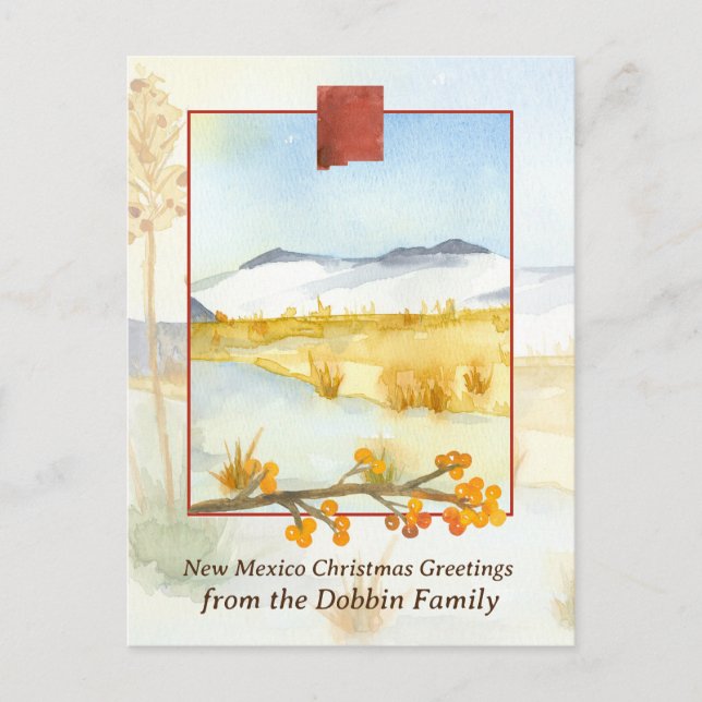 Merry Christmas from New Mexico Snow Personalised Holiday Postcard (Front)