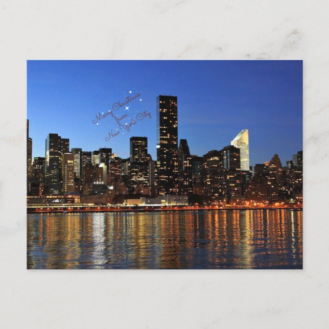 Merry Christmas from New York City/NY Skyline Holiday Postcard (Front)