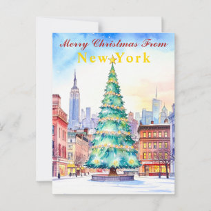 Merry Christmas from New York Festive Tree Postcard