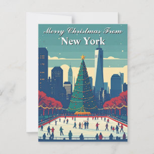Merry Christmas from New York Ice Rink Holiday Postcard
