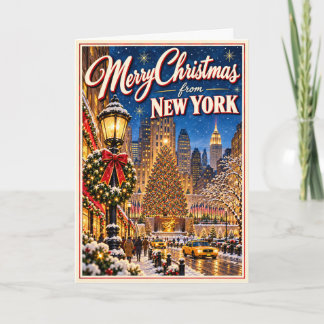 Merry Christmas from New York Vintage NYC Holiday  Card