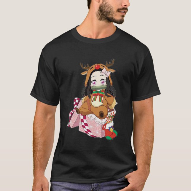 Merry Christmas From Nezuko Kamado Demon Slayer  T-Shirt (Front)