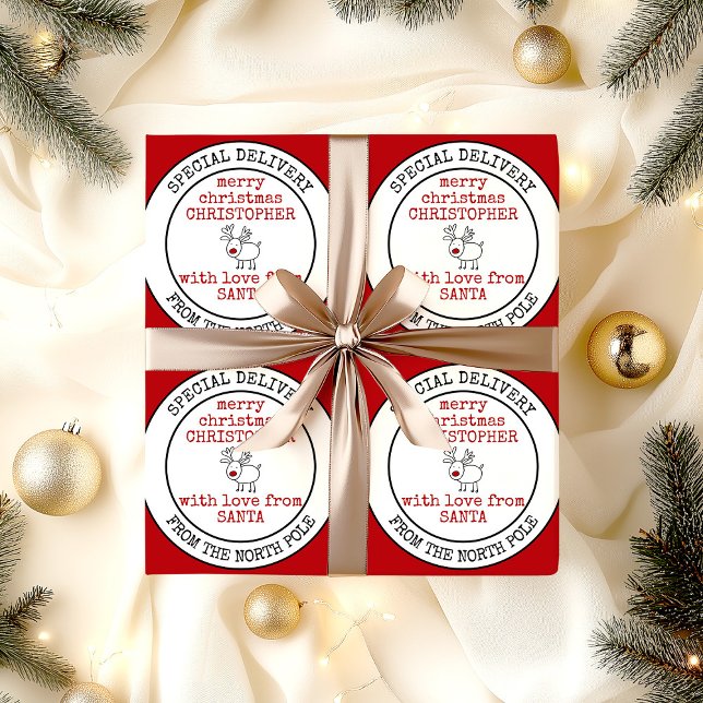Merry Christmas from North Pole Custom Santa Wrapping Paper (Special delivery from the North Pole christmas wrapping paper)