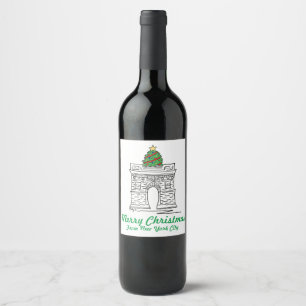 Merry Christmas From NYC Washington Square Tree Wine Label