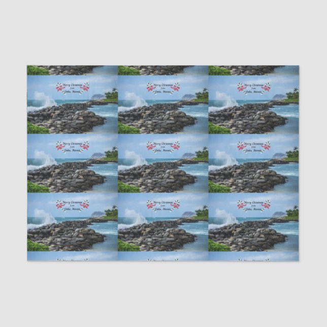 Merry Christmas from Oahu, Hawaii Tissue Paper (Front)