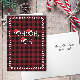 Merry Christmas from Ohio Buffalo Plaid Holiday Card