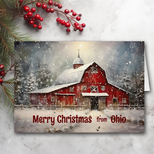Merry Christmas from Ohio Winter Barn Card (Creator Uploaded)