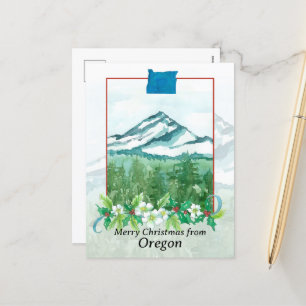 Merry Christmas from Oregon Mt. Hood Winter Snow Holiday Postcard