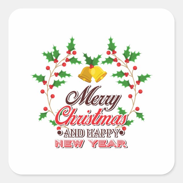 Merry Christmas from Our Family, Happy New Year    Square Sticker (Front)