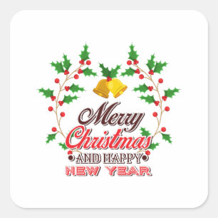Merry Christmas from Our Family, Happy New Year    Square Sticker