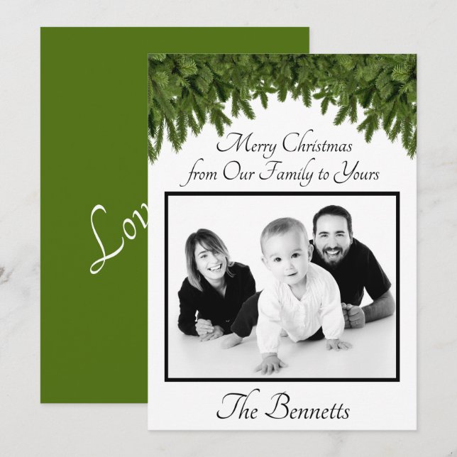 Merry Christmas from Our Family to Yours Pic Card (Front/Back)
