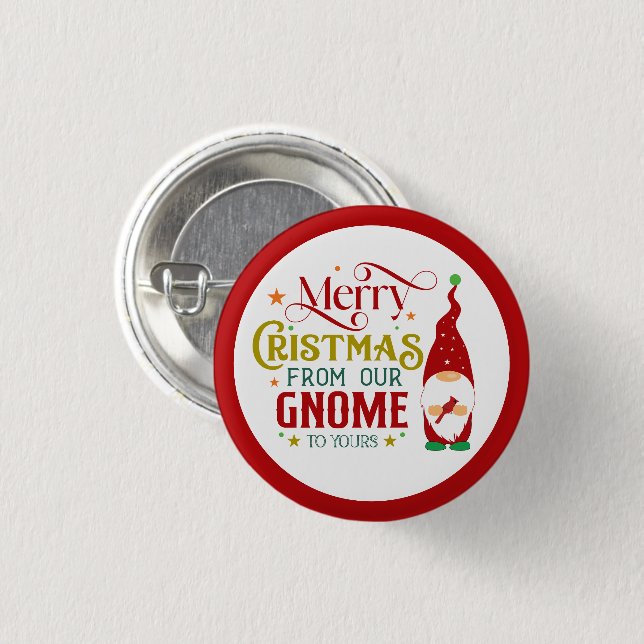 Merry Christmas From Our Gnome To Yours 3 Cm Round Badge (Front & Back)