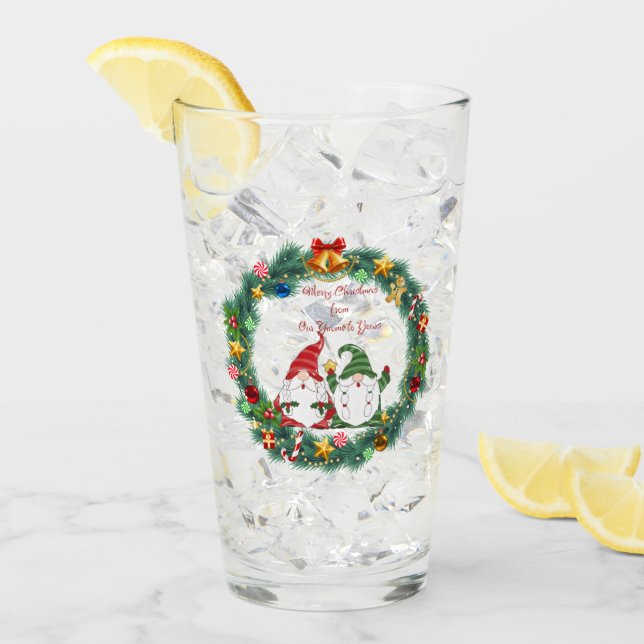 Merry Christmas from Our Gnome to Yours on a  Glass (Front Ice)