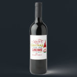Merry Christmas From Our Gnome To Yours Wine Label<br><div class="desc">Cute and festive retro typography design with a cute gnome with a text-Merry Christmas from our gnome to yours.</div>