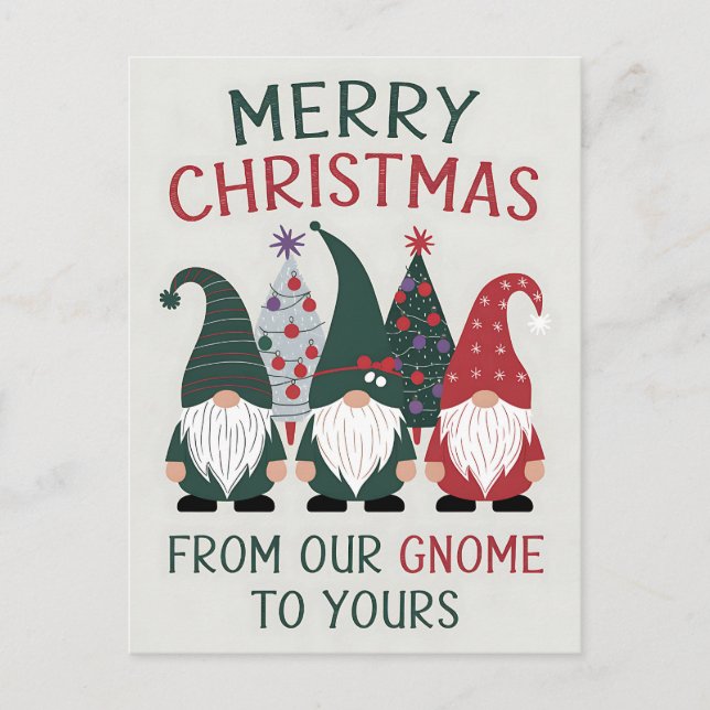 Merry Christmas From Our Gnome To Yours Xmas Postcard (Front)