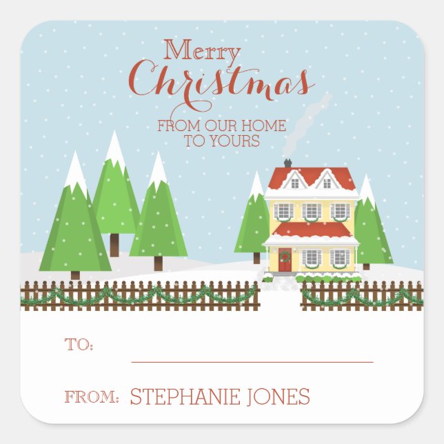 Merry Christmas From Our Home to Yours Square Sticker (Front)