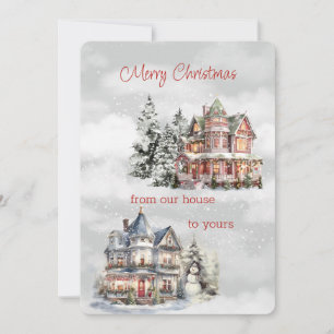 Merry Christmas From Our House to Yours Victorian Holiday Card