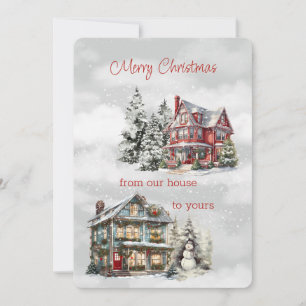 Merry Christmas From Our House to Yours Victorian Holiday Card