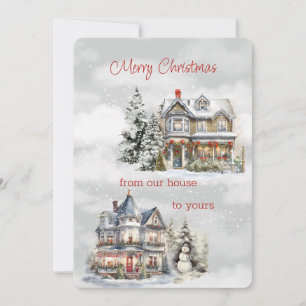 Merry Christmas From Our House to Yours Victorian Holiday Card