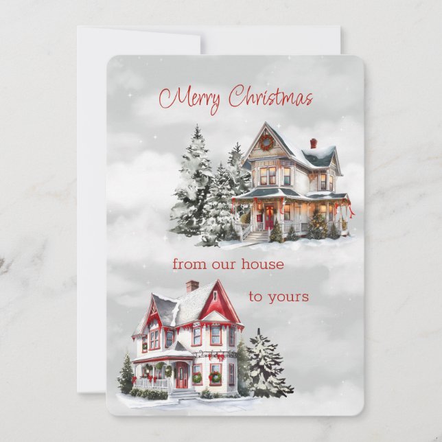 Merry Christmas From Our House to Yours Victorian Holiday Card (Front)