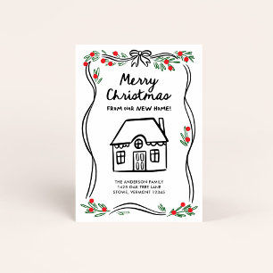 Merry Christmas from our New Home   Whimsical Holiday Card