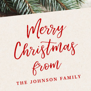 Merry Christmas from personalised name Rubber Stamp