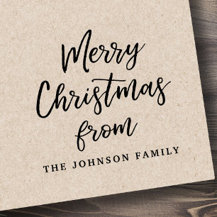 Merry Christmas from personalised name Rubber Stamp