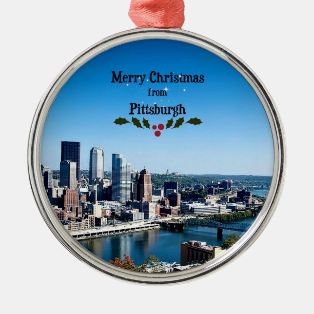 Merry Christmas from Pittsburgh Metal Tree Decoration (Front)