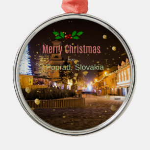 Merry Christmas from Poprad, Slovakia Metal Tree Decoration