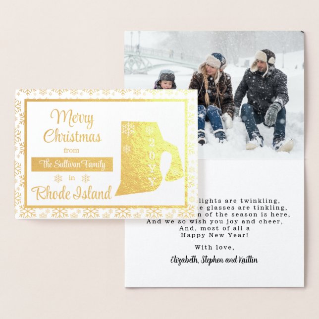 Merry Christmas from Rhode Island State Photo Foil Card (Display)