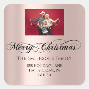 Merry Christmas From RSVP Rose Photo Family Square Sticker