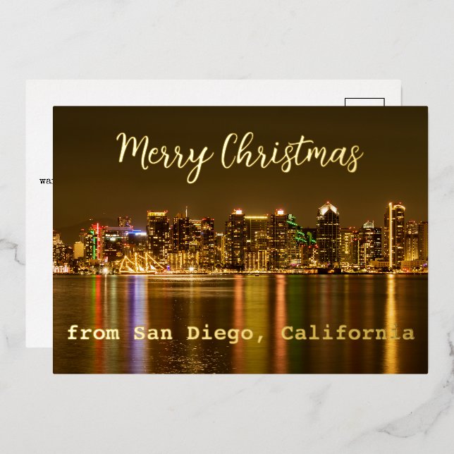 Merry Christmas from San Diego California Foil Holiday Card (Front/Back)