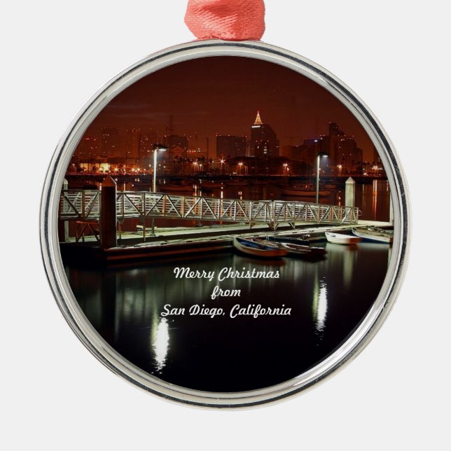 Merry Christmas from San Diego, California Metal Tree Decoration (Front)