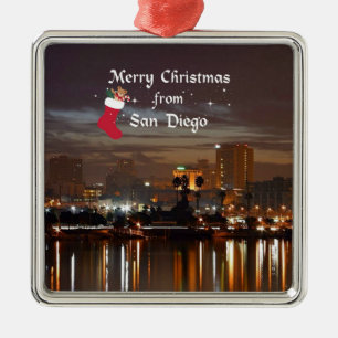 Merry Christmas from San Diego Metal Tree Decoration
