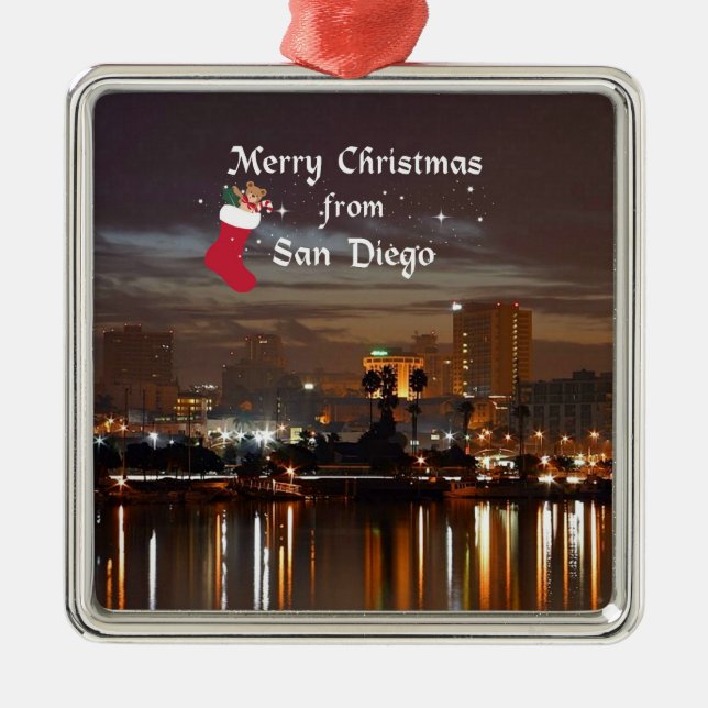 Merry Christmas from San Diego Metal Tree Decoration (Front)