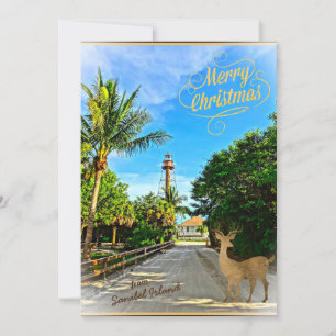 Merry Christmas from Sanibel Island FL Lighthouse Holiday Card