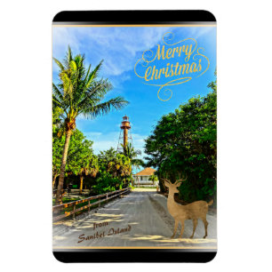 Merry Christmas from Sanibel Island FL Lighthouse Magnet