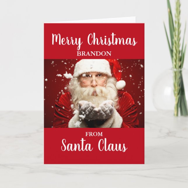 Merry Christmas From Santa Claus ADD NAME Fold Holiday Card (Front)