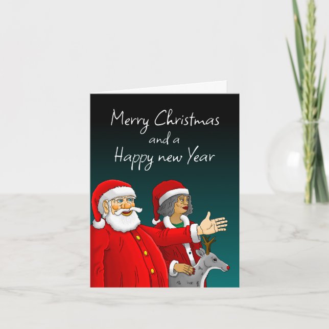Merry Christmas from Santa Claus and Mrs. Claus Holiday Card (Front)