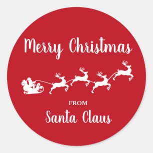 Merry Christmas From Santa Claus Red Classic Round Sticker