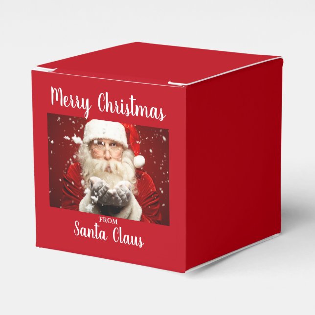 Merry Christmas From Santa Claus Red Favour Box (Front Side)