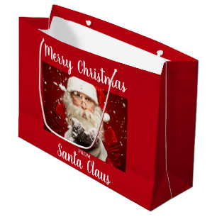 Merry Christmas From Santa Claus Red Large Gift Bag
